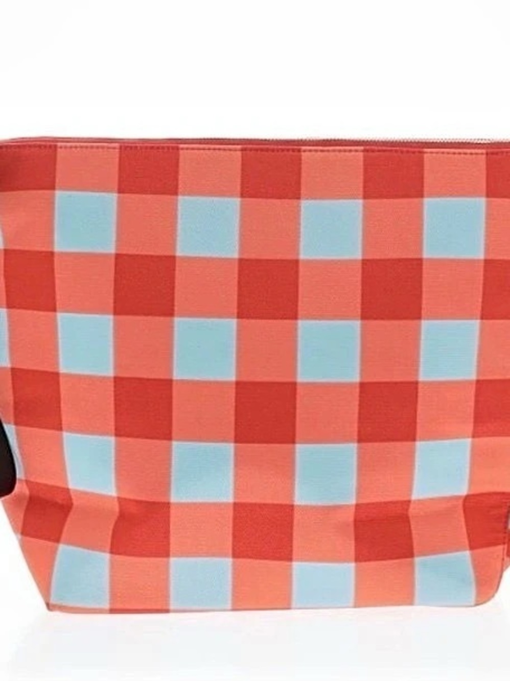 Diane von Furstenberg DVF Voyage Gingham Tote Wristlet Orange & Blue